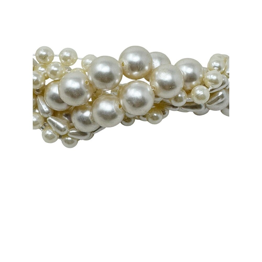 Vintage 80s Faux Pearl Cluster Net Belt Gold Tone Chain womens statement belt - Picture 3 of 9